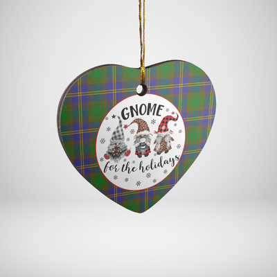 Clan Strange of Balkaskie Tartan Tartan Crest Gnome Heart Ceramic Ornament