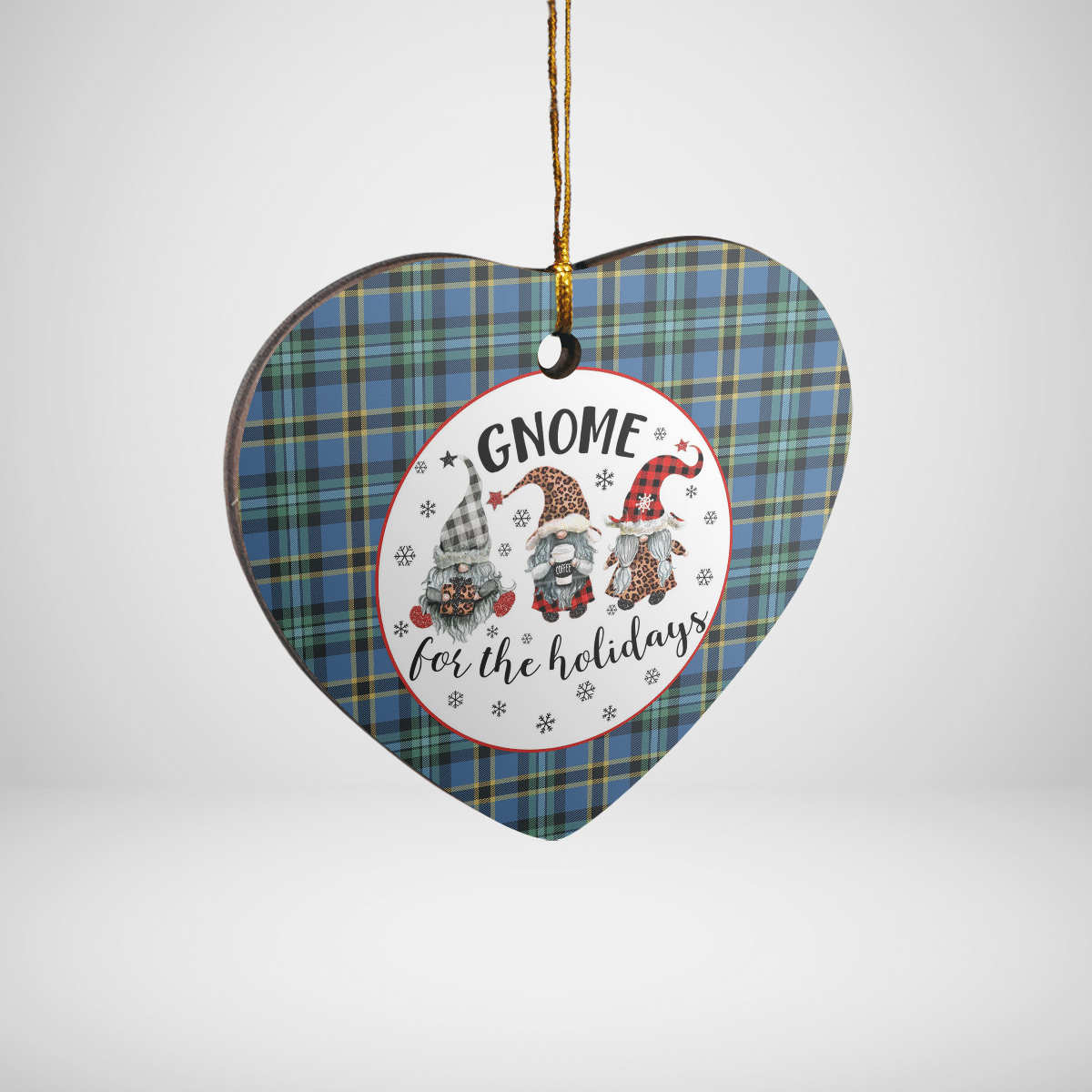Clan Weir Ancient Tartan Tartan Crest Gnome Heart Ceramic Ornament SB53 Weir Ancient Tartan Tartan Christmas   