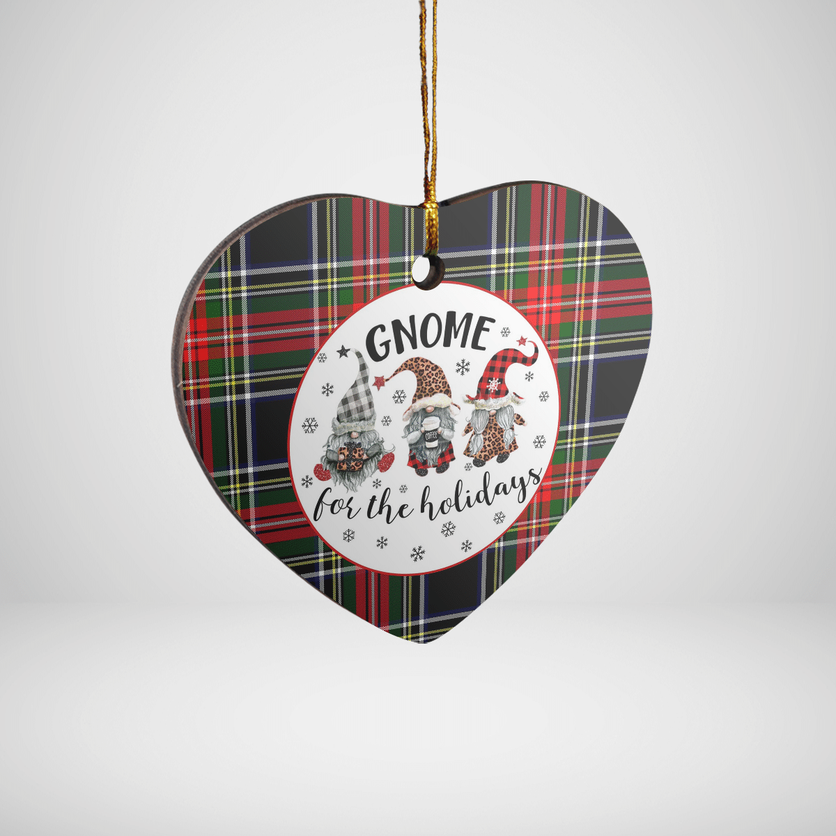 Clan Stewart Black Tartan Tartan Crest Gnome Heart Ceramic Ornament DJ56 Stewart Black Tartan Tartan Christmas   