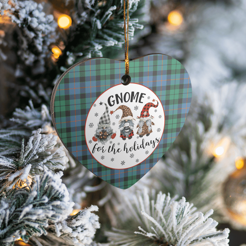 Clan Morrison Ancient Tartan Tartan Crest Gnome Heart Ceramic Ornament FU37 Morrison Ancient Tartan Tartan Christmas   