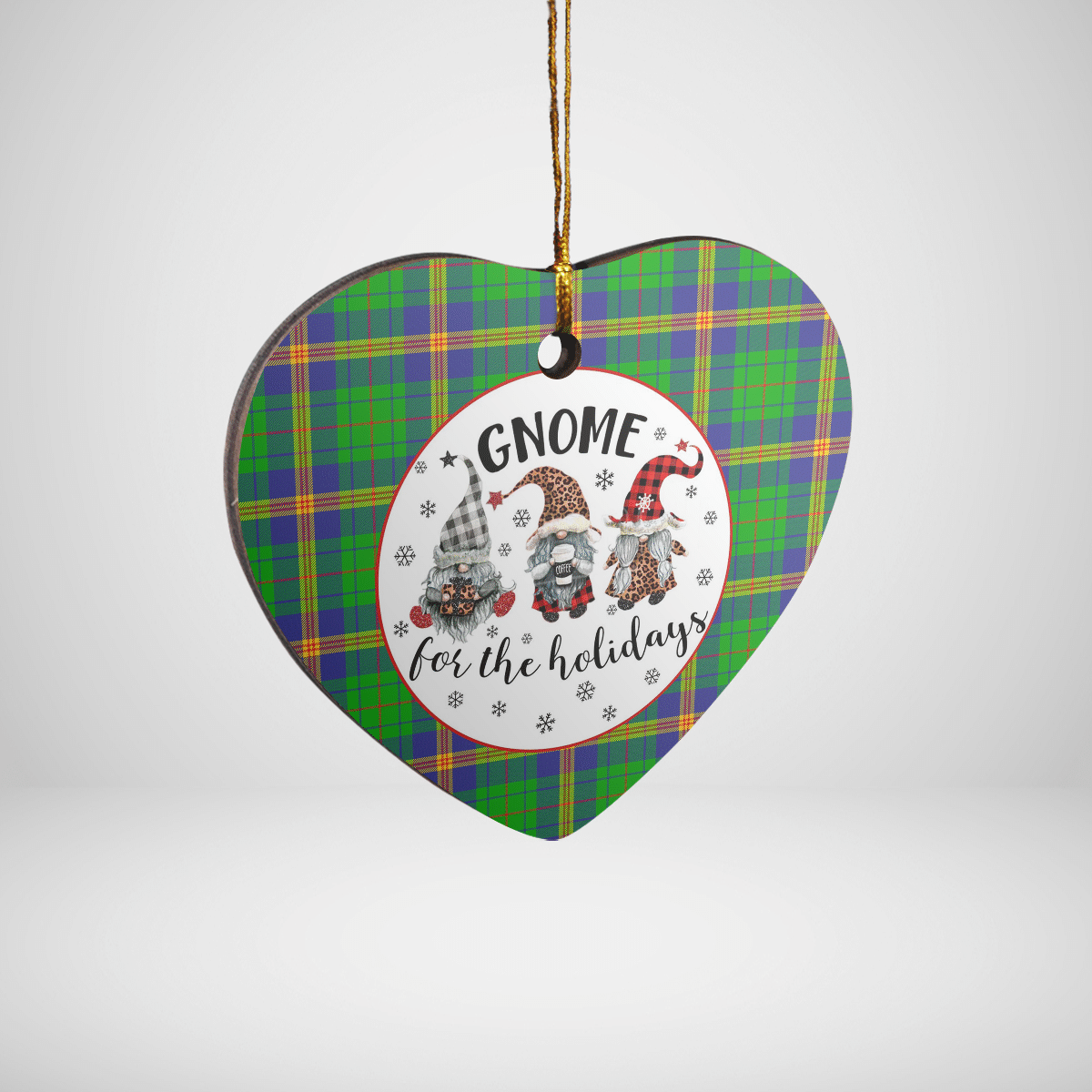 Clan New Mexico Tartan Tartan Crest Gnome Heart Ceramic Ornament OR93 New Mexico Tartan Tartan Christmas   