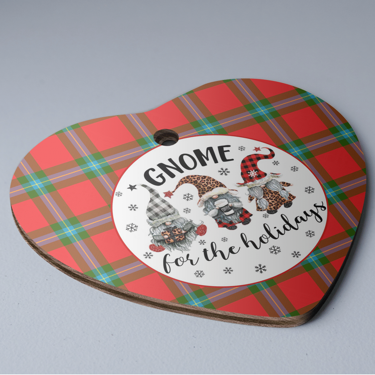 Clan MacLaine of Loch Buie Tartan Tartan Crest Gnome Heart Ceramic Ornament XH23 MacLaine of Loch Buie Tartan Tartan Christmas   