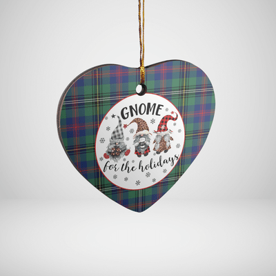 Clan Wood Modern Tartan Tartan Crest Gnome Heart Ceramic Ornament