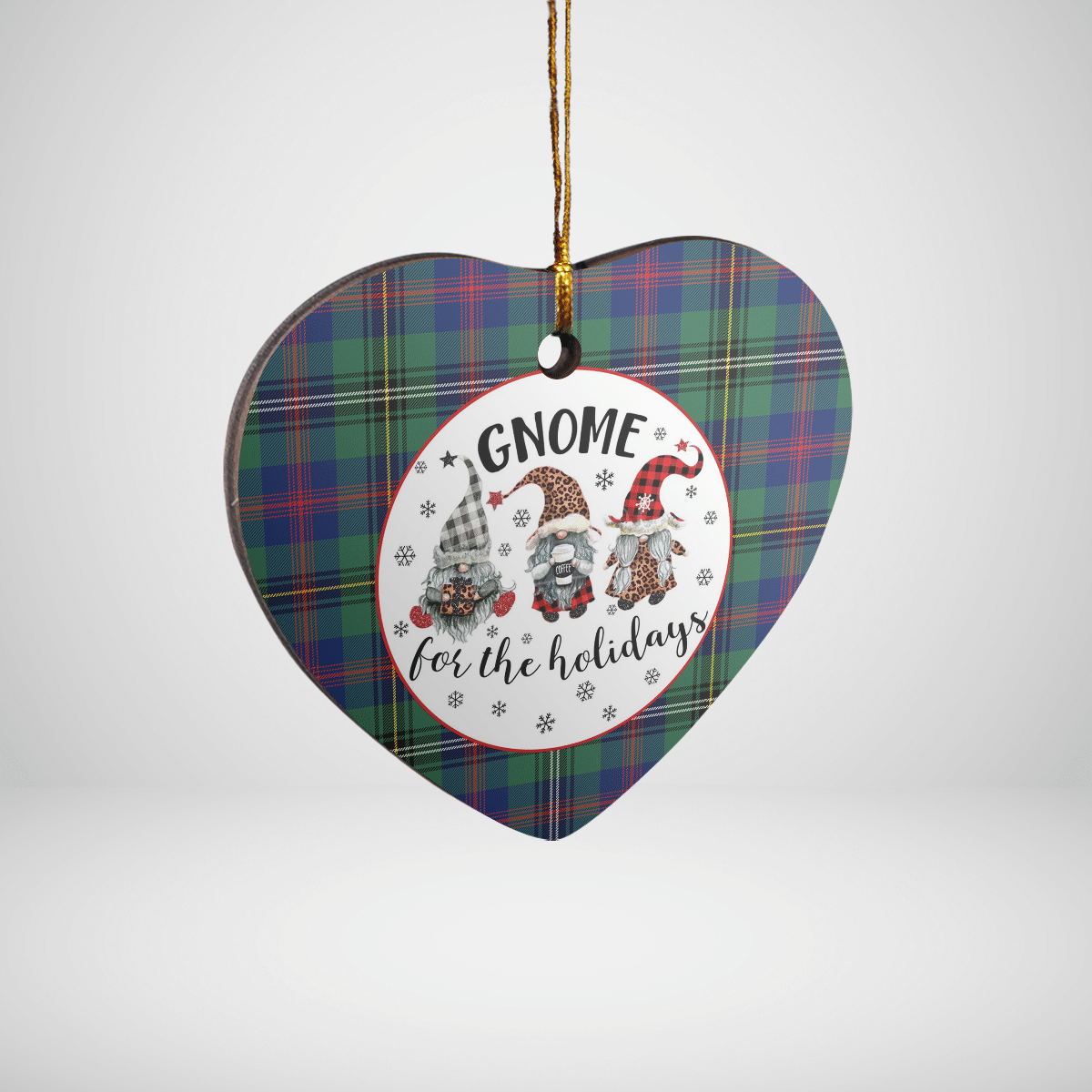 Clan Wood Modern Tartan Tartan Crest Gnome Heart Ceramic Ornament TS28 Wood Modern Tartan Tartan Christmas   