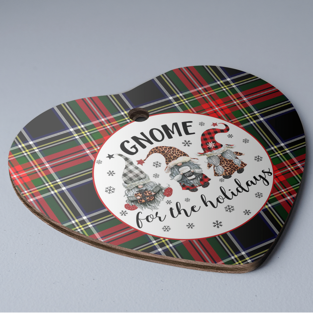 Clan Stewart Black Tartan Tartan Crest Gnome Heart Ceramic Ornament DJ56 Stewart Black Tartan Tartan Christmas   
