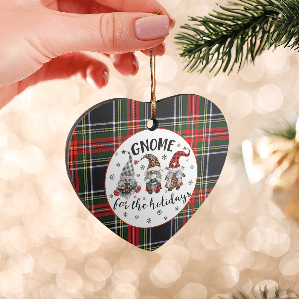 Clan Stewart Black Tartan Tartan Crest Gnome Heart Ceramic Ornament DJ56 Stewart Black Tartan Tartan Christmas   
