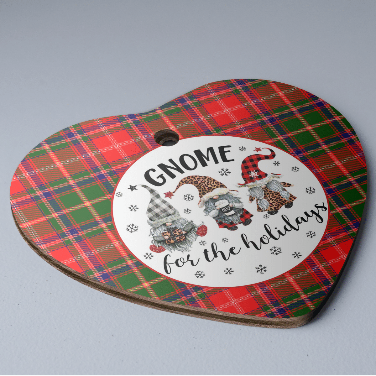 Clan Somerville Modern Tartan Tartan Crest Gnome Heart Ceramic Ornament MQ18 Somerville Modern Tartan Tartan Christmas   