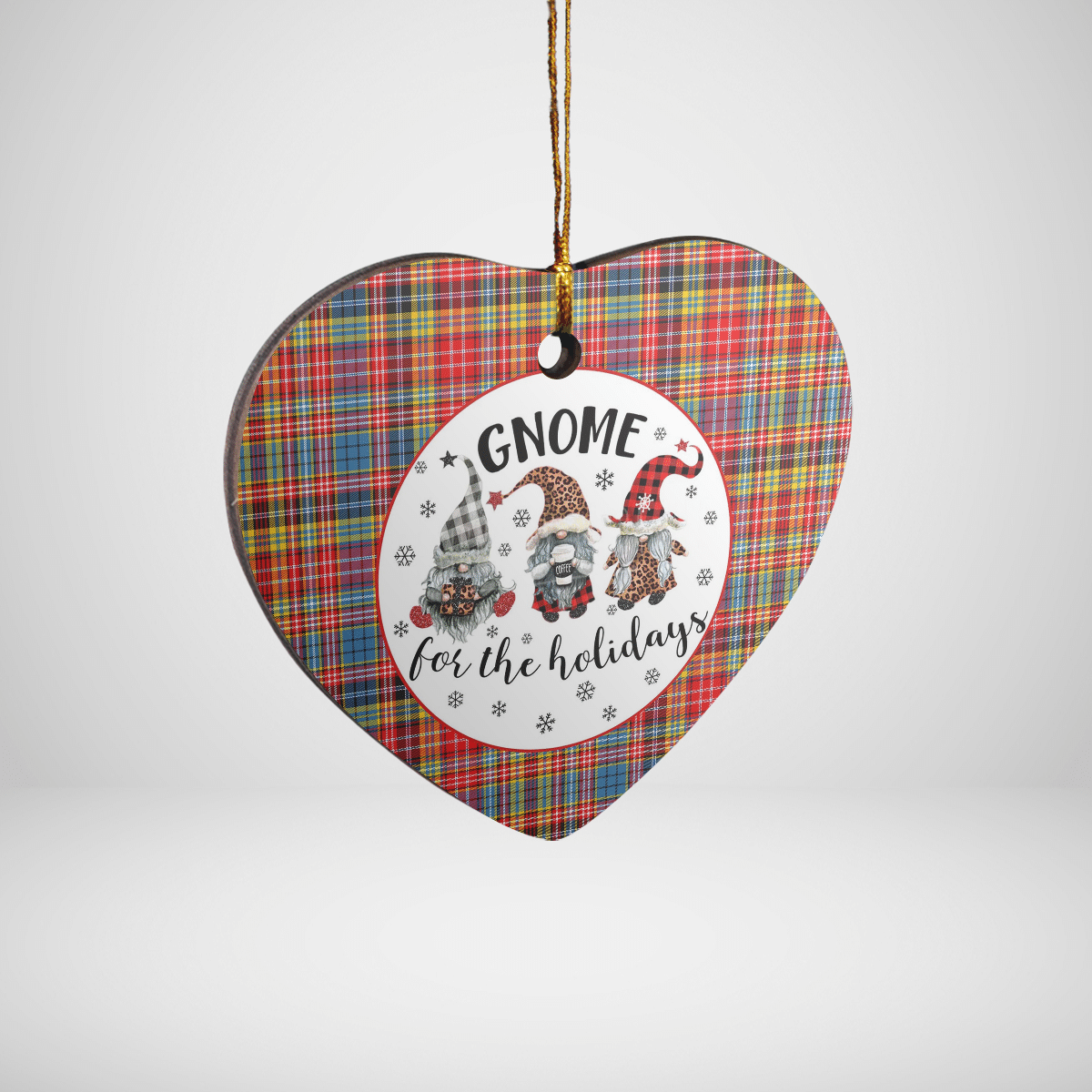 Clan Ogilvie of Airlie Ancient Tartan Tartan Crest Gnome Heart Ceramic Ornament BG20 Ogilvie of Airlie Ancient Tartan Tartan Christmas   