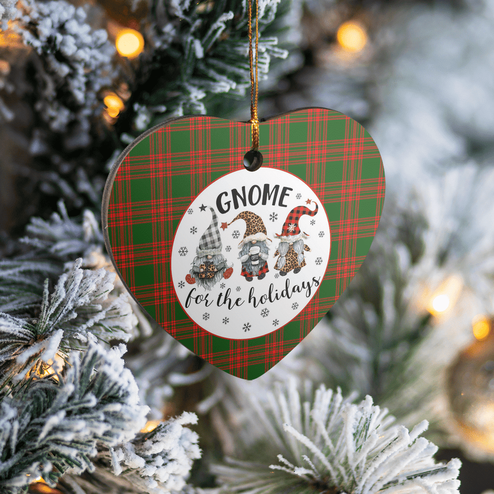 Clan Menzies Green Modern Tartan Tartan Crest Gnome Heart Ceramic Ornament RF79 Menzies Green Modern Tartan Tartan Christmas   