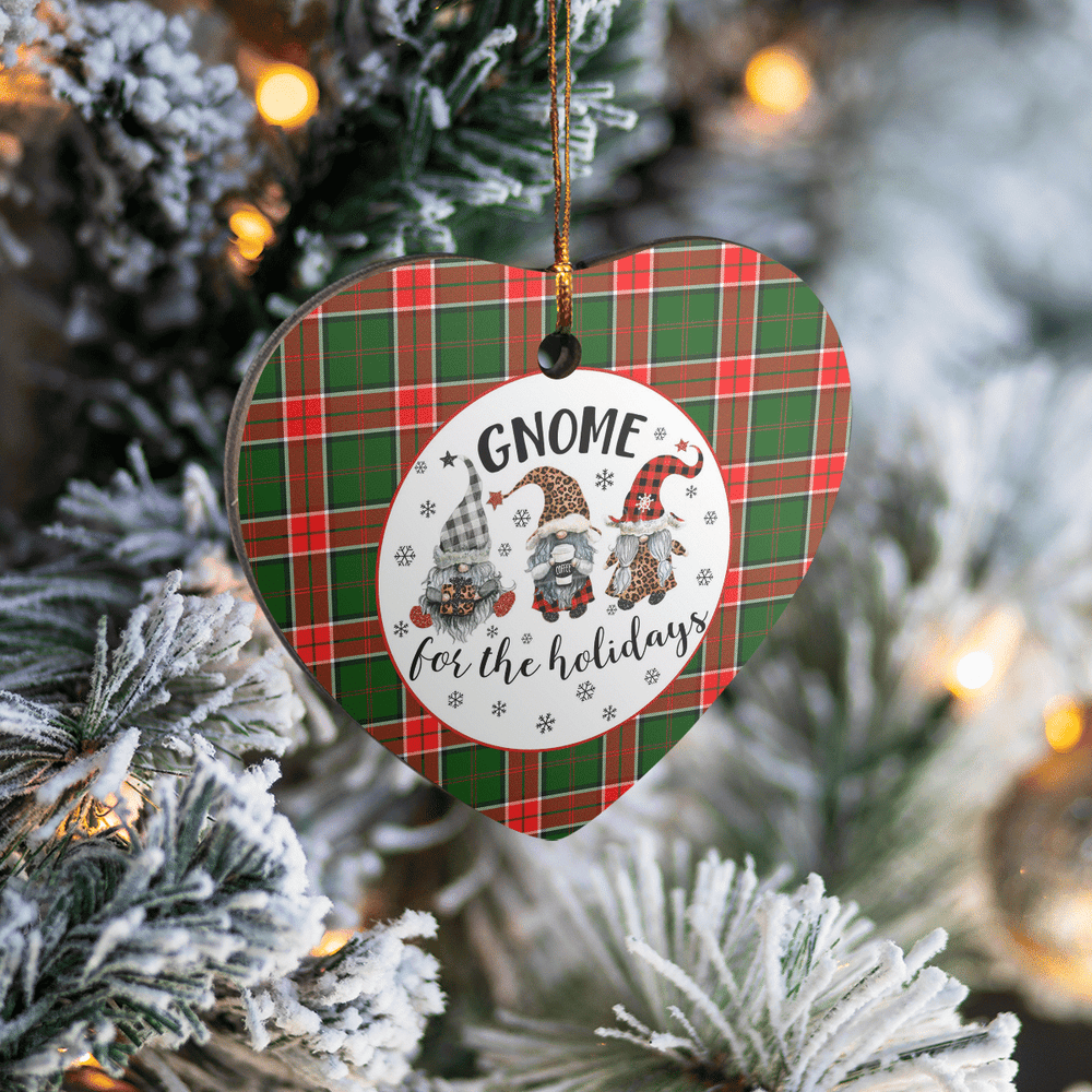 Clan Pollock Modern Tartan Tartan Crest Gnome Heart Ceramic Ornament QN87 Pollock Modern Tartan Tartan Christmas   