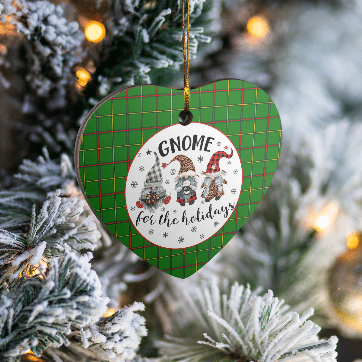 Clan Tribe of Mar Tartan Tartan Crest Gnome Heart Ceramic Ornament SP39 Tribe of Mar Tartan Tartan Christmas   