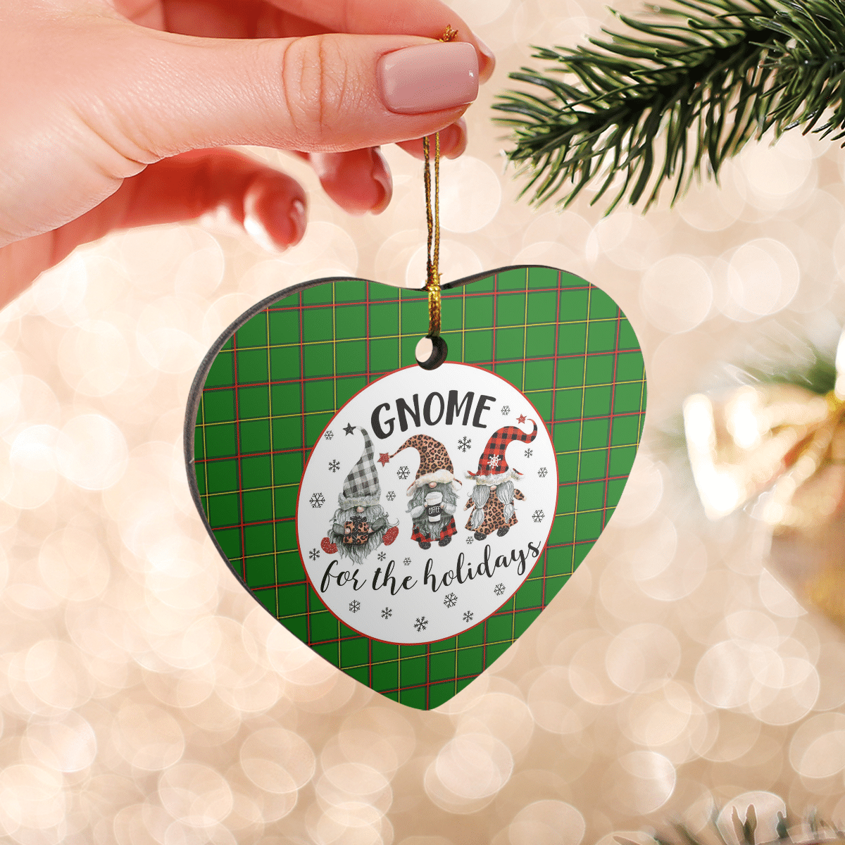 Clan Tribe of Mar Tartan Tartan Crest Gnome Heart Ceramic Ornament SP39 Tribe of Mar Tartan Tartan Christmas   