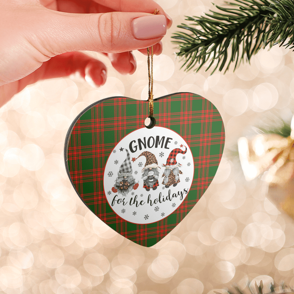 Clan Menzies Green Modern Tartan Tartan Crest Gnome Heart Ceramic Ornament RF79 Menzies Green Modern Tartan Tartan Christmas   