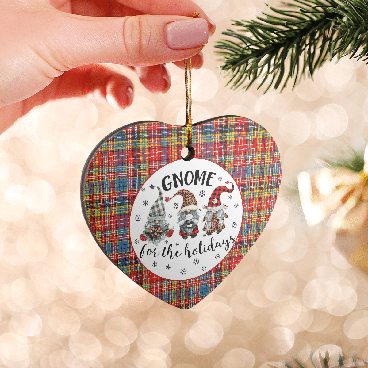 Clan Ogilvie of Airlie Ancient Tartan Tartan Crest Gnome Heart Ceramic Ornament BG20 Ogilvie of Airlie Ancient Tartan Tartan Christmas   