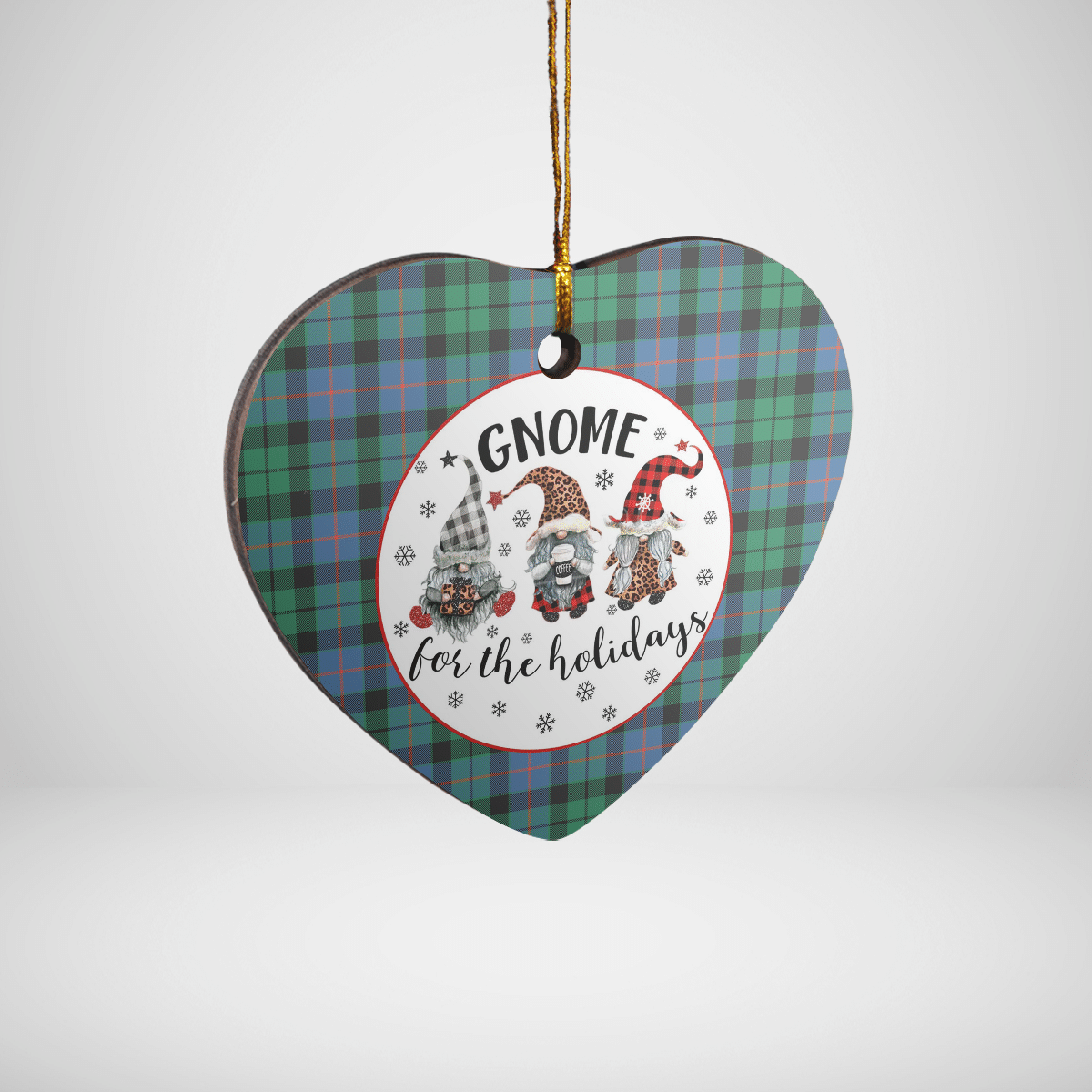 Clan Morrison Ancient Tartan Tartan Crest Gnome Heart Ceramic Ornament FU37 Morrison Ancient Tartan Tartan Christmas   