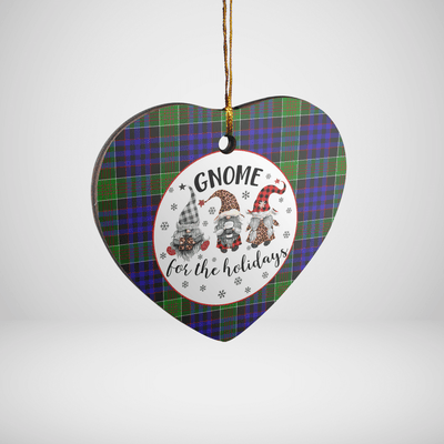 Clan Newman Tartan Tartan Crest Gnome Heart Ceramic Ornament