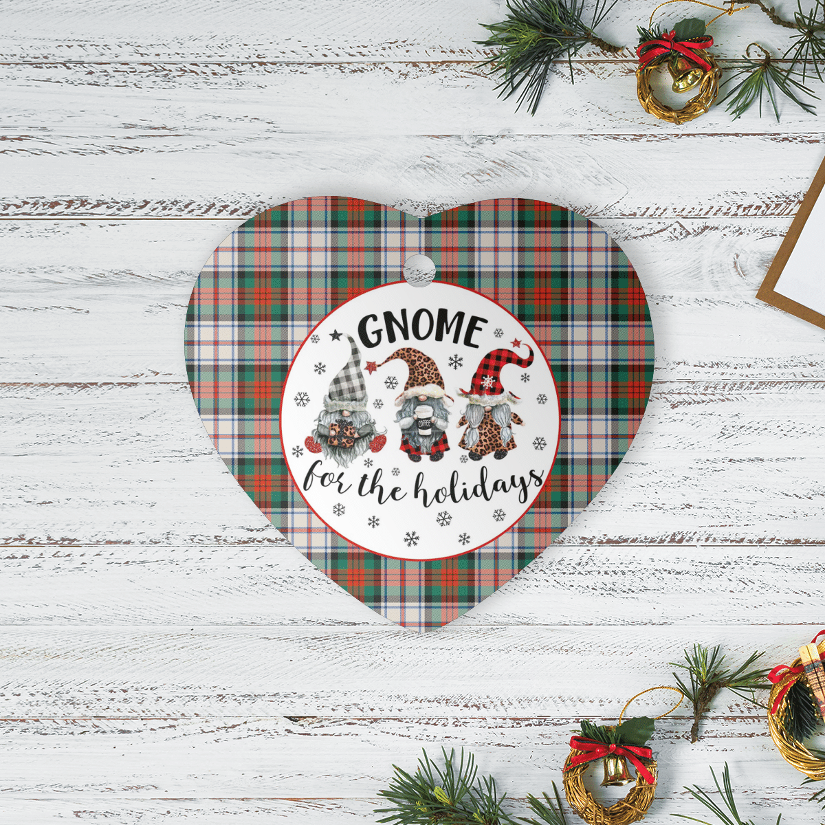 Clan MacDuff Dress Ancient Tartan Tartan Crest Gnome Heart Ceramic Ornament YD50 MacDuff Dress Ancient Tartan Tartan Christmas   