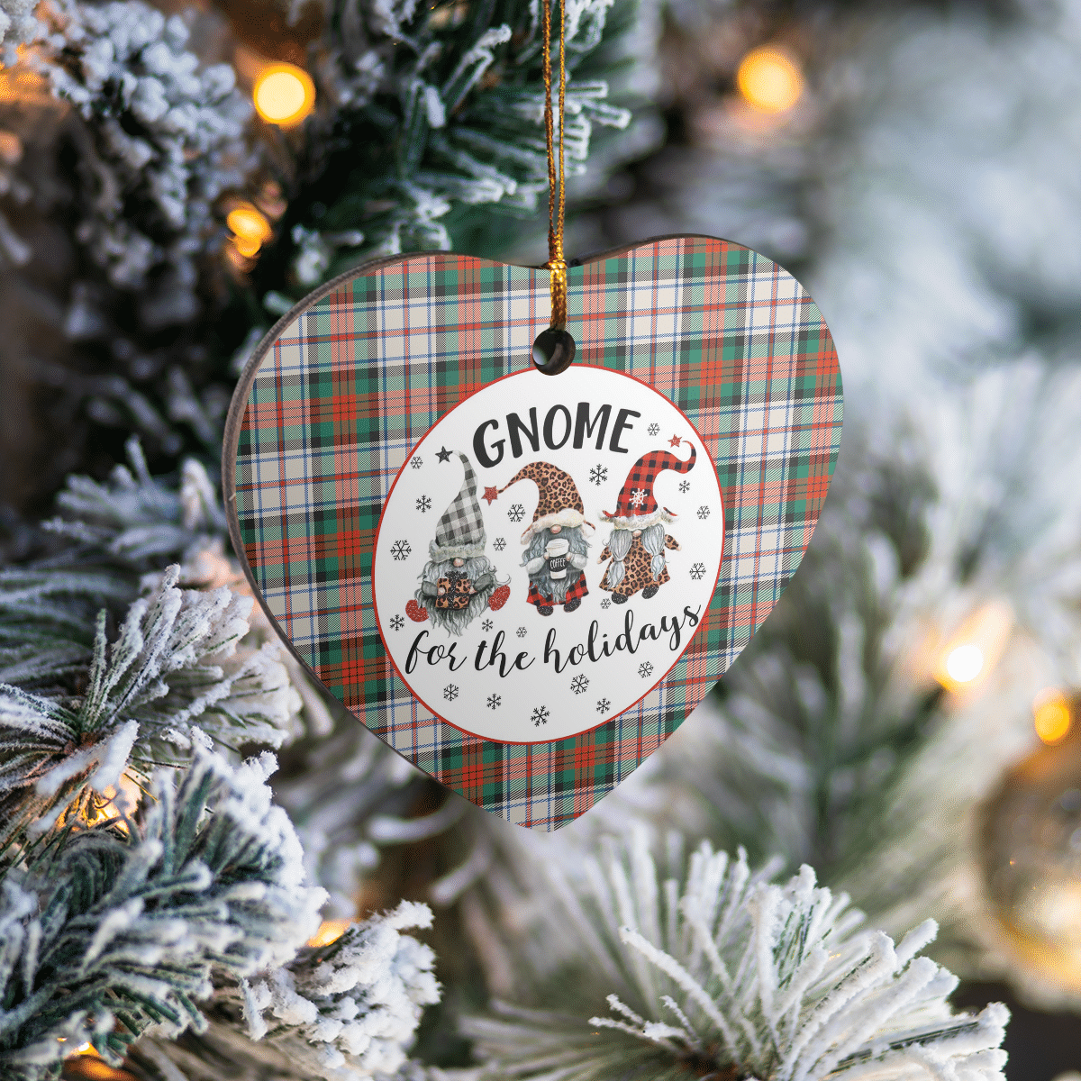 Clan MacDuff Dress Ancient Tartan Tartan Crest Gnome Heart Ceramic Ornament YD50 MacDuff Dress Ancient Tartan Tartan Christmas   