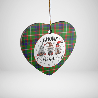 Clan Reid Green Tartan Tartan Crest Gnome Heart Ceramic Ornament VU54