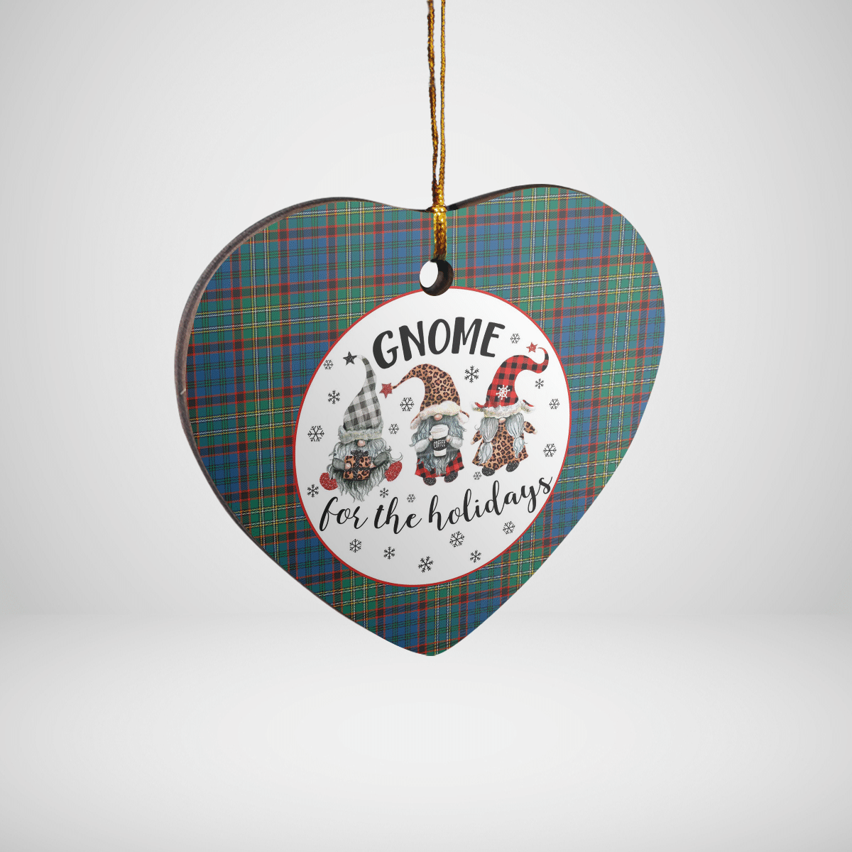 Clan Nicolson Hunting Ancient Tartan Tartan Crest Gnome Heart Ceramic Ornament PH58 Nicolson Hunting Ancient Tartan Tartan Christmas   
