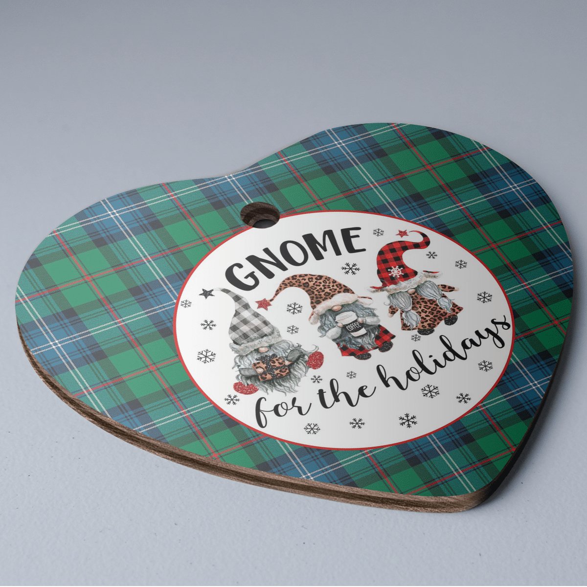 Clan Urquhart Ancient Tartan Tartan Crest Gnome Heart Ceramic Ornament DG95 Urquhart Ancient Tartan Tartan Christmas   