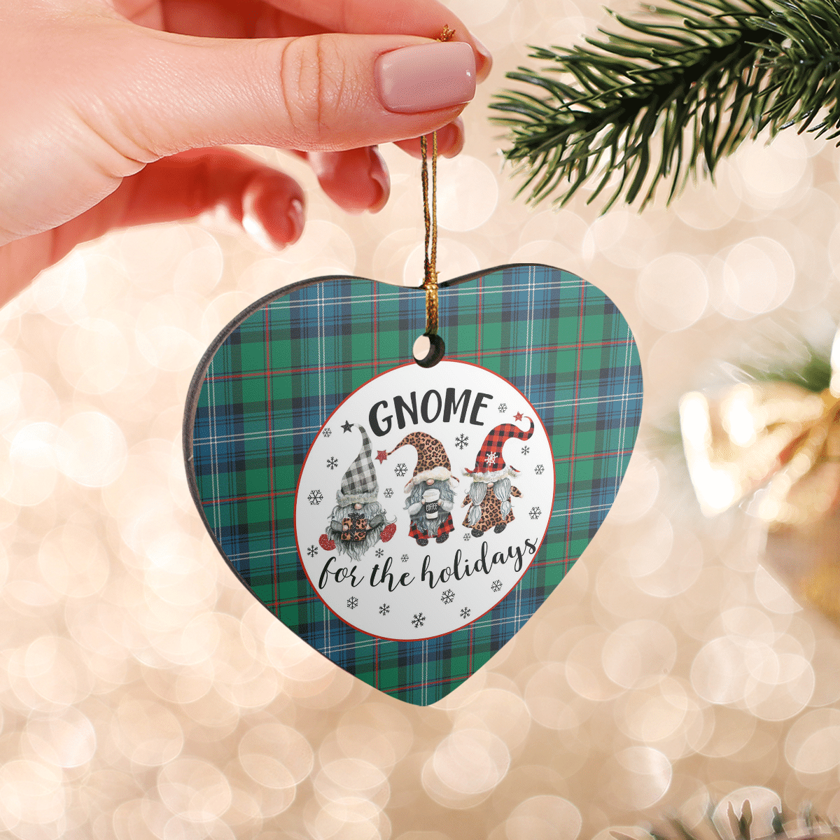 Clan Urquhart Ancient Tartan Tartan Crest Gnome Heart Ceramic Ornament DG95 Urquhart Ancient Tartan Tartan Christmas   