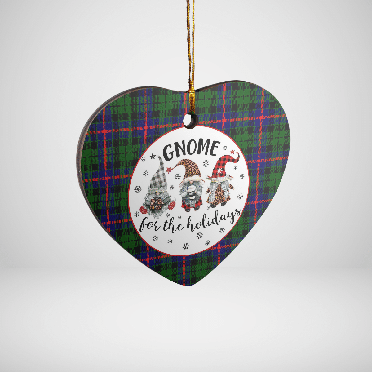 Clan Morrison Modern Tartan Tartan Crest Gnome Heart Ceramic Ornament KX30 Morrison Modern Tartan Tartan Christmas   