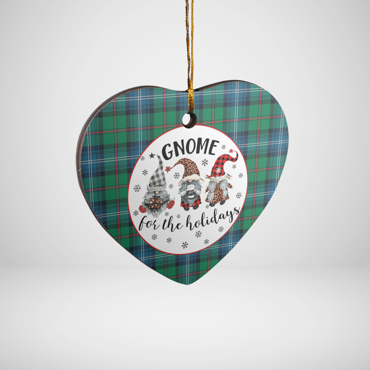 Clan Urquhart Ancient Tartan Tartan Crest Gnome Heart Ceramic Ornament DG95 Urquhart Ancient Tartan Tartan Christmas   