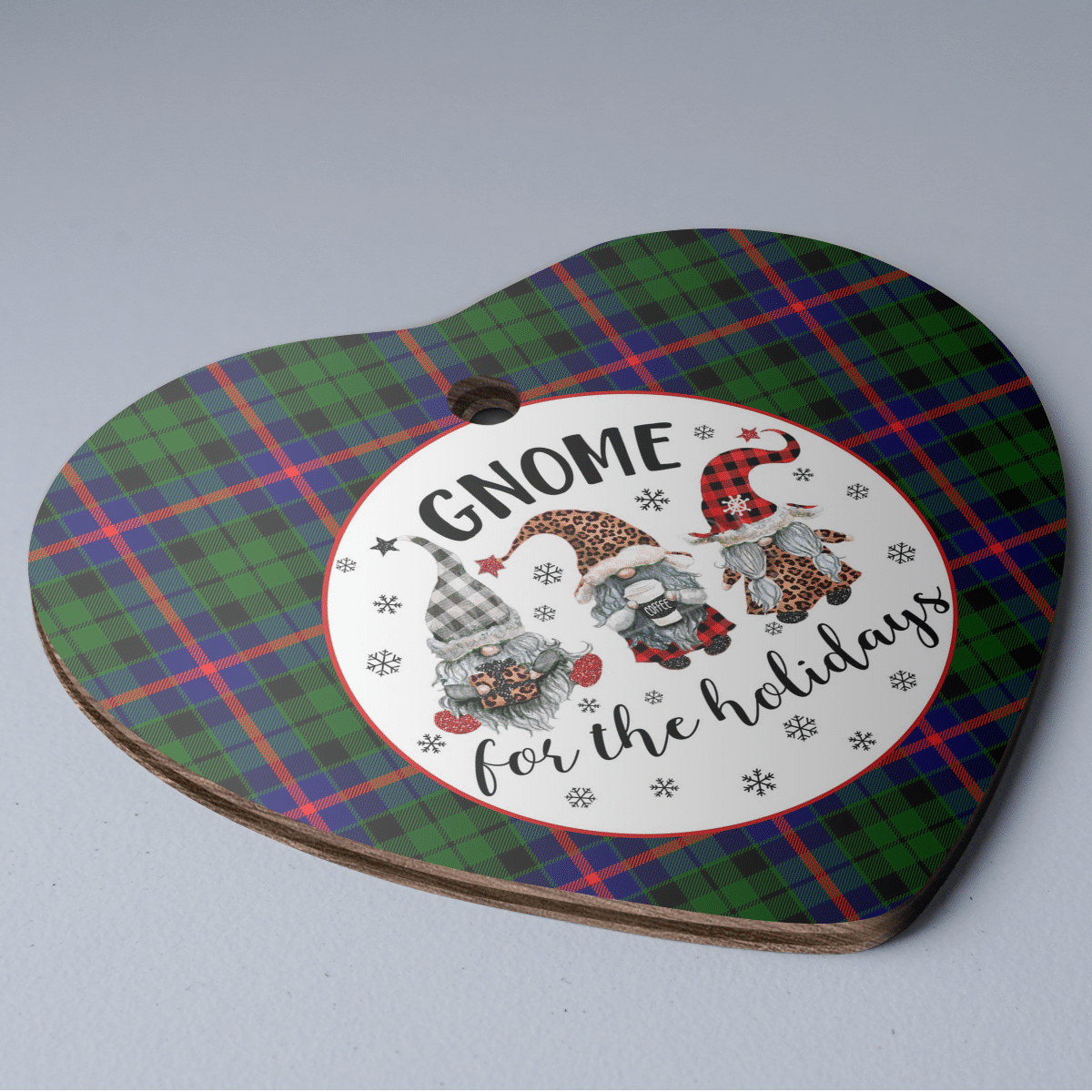 Clan Morrison Modern Tartan Tartan Crest Gnome Heart Ceramic Ornament KX30 Morrison Modern Tartan Tartan Christmas   