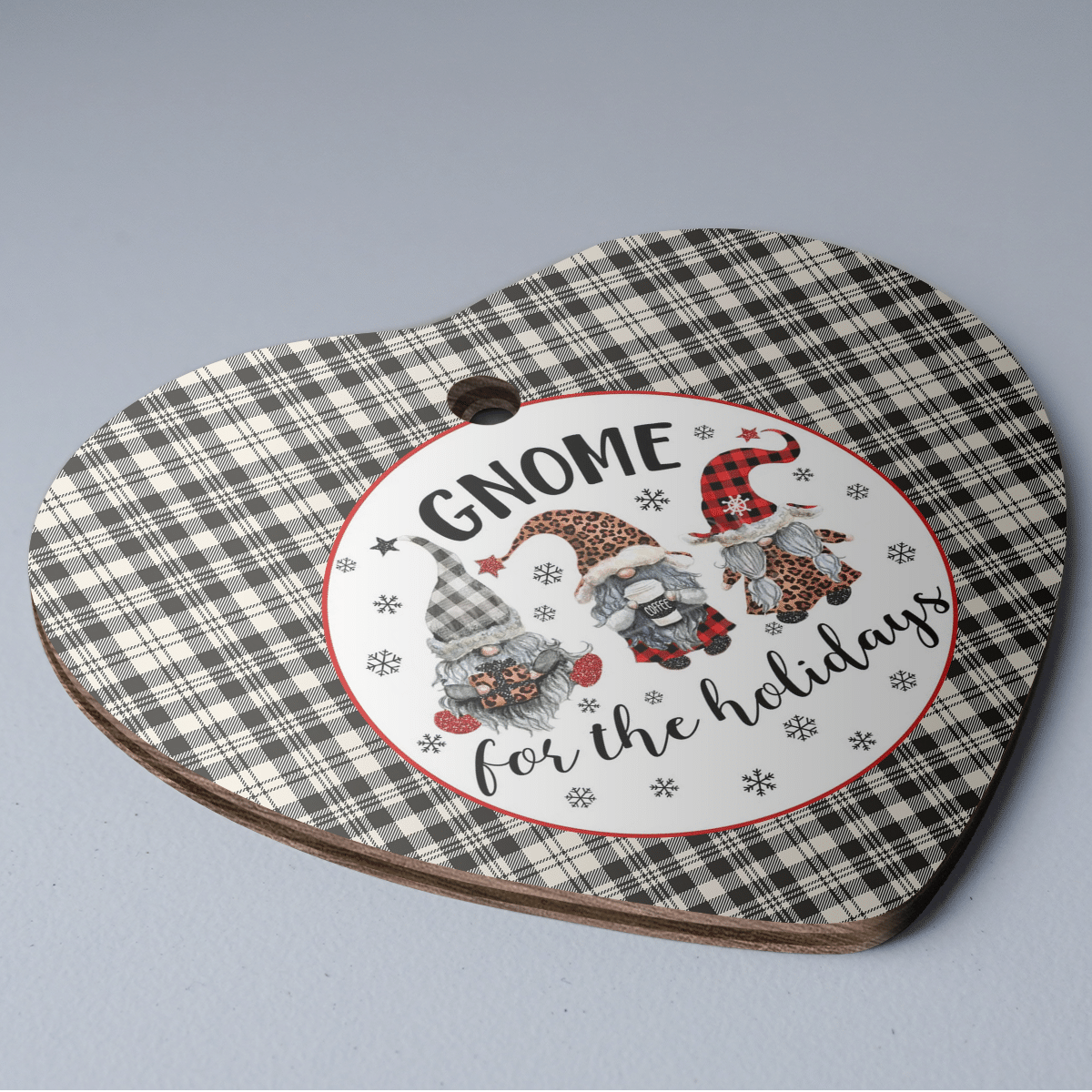 Clan Scott Black & White Ancient Tartan Tartan Crest Gnome Heart Ceramic Ornament HQ50 Scott Black & White Ancient Tartan Tartan Christmas   