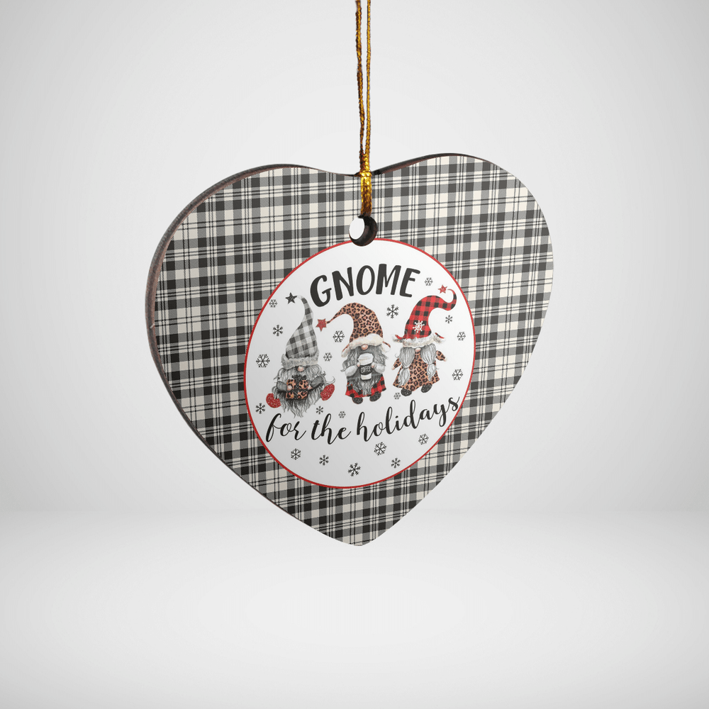 Clan Scott Black & White Ancient Tartan Tartan Crest Gnome Heart Ceramic Ornament HQ50 Scott Black & White Ancient Tartan Tartan Christmas   