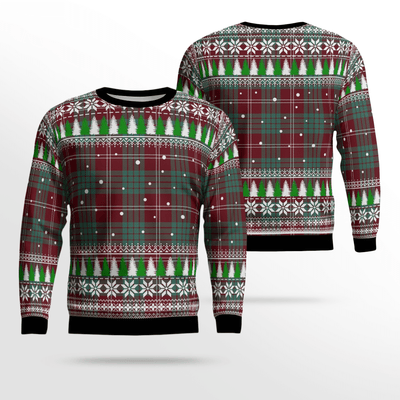 Clan Crawford Modern Tartan Christmas Ugly Sweater ND12