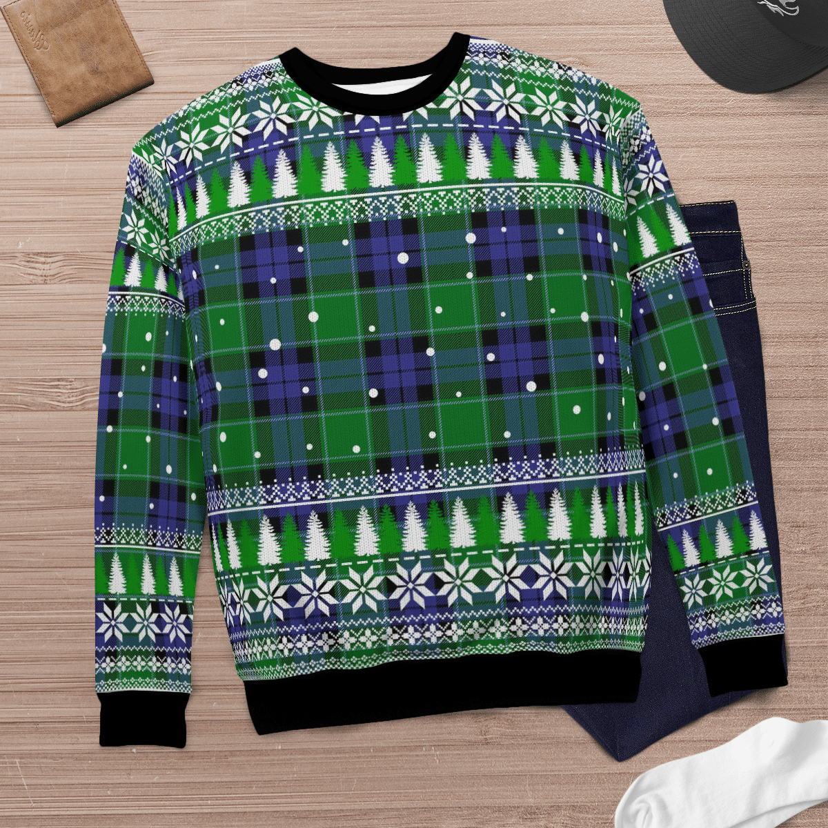Clan Graham of Menteith Modern Tartan Christmas Ugly Sweater JD66 Graham of Menteith Modern Tartan Tartan Ugly Sweater   
