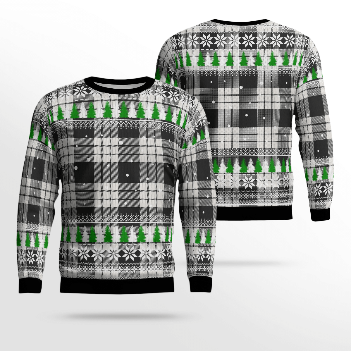 Clan MacFarlane Black & White Ancient Tartan Christmas Ugly Sweater MX13 MacFarlane Black & White Ancient Tartan Tartan Ugly Sweater   