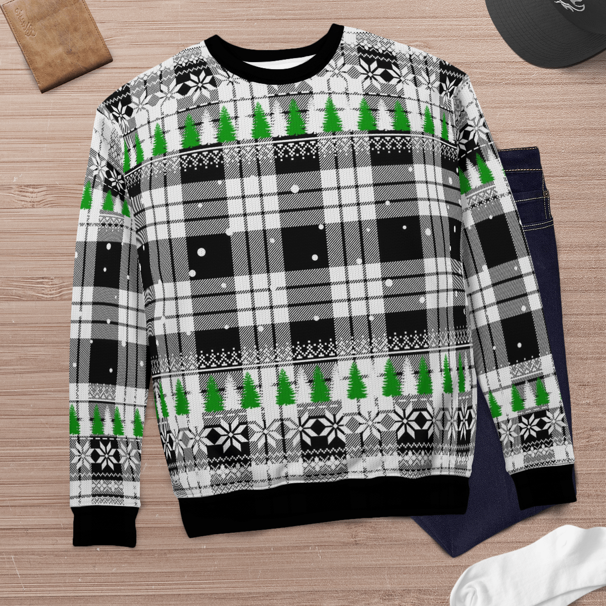 Clan MacFarlane Black & White Tartan Christmas Ugly Sweater UZ39 MacFarlane Black & White Tartan Tartan Ugly Sweater   