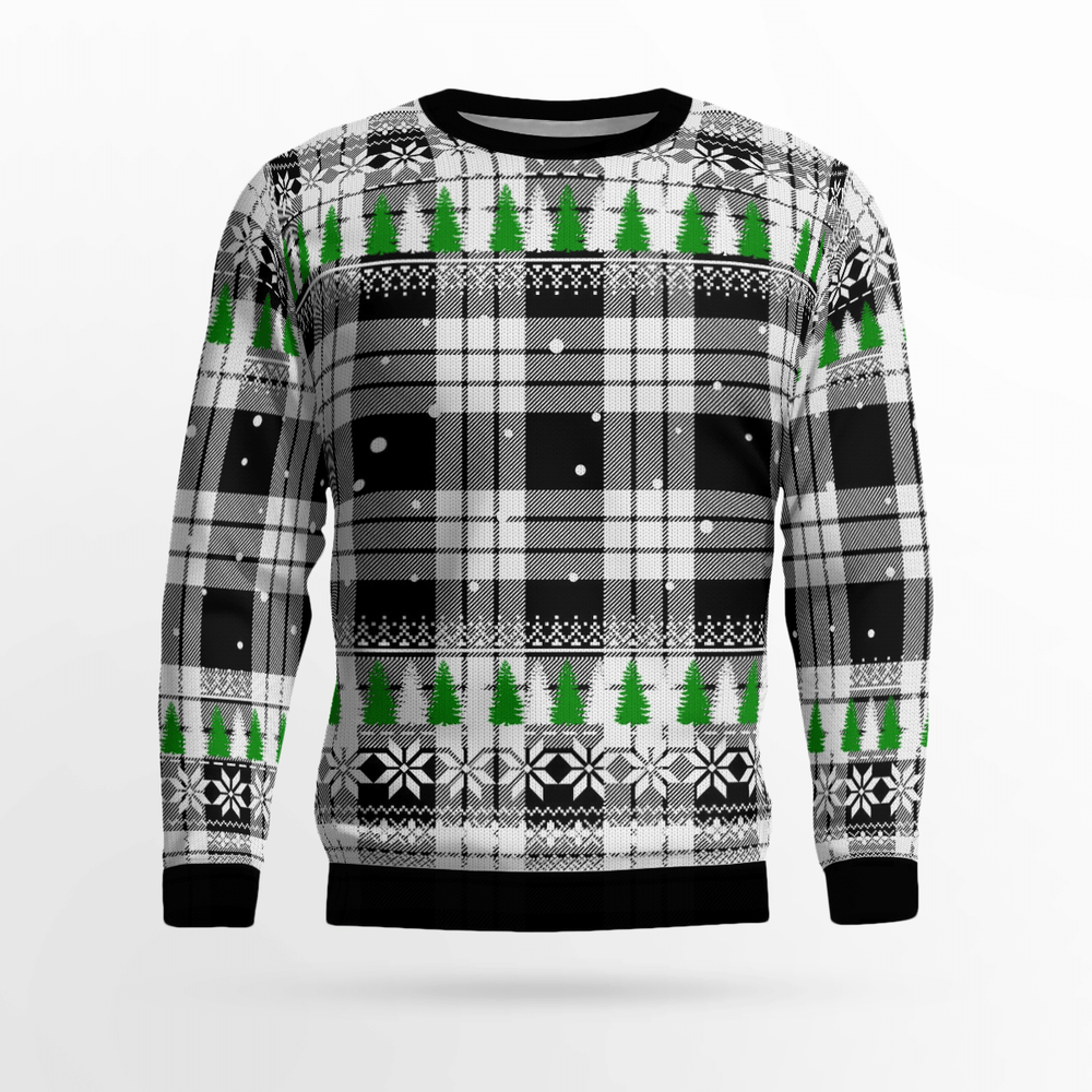 Clan MacFarlane Black & White Tartan Christmas Ugly Sweater UZ39 MacFarlane Black & White Tartan Tartan Ugly Sweater   