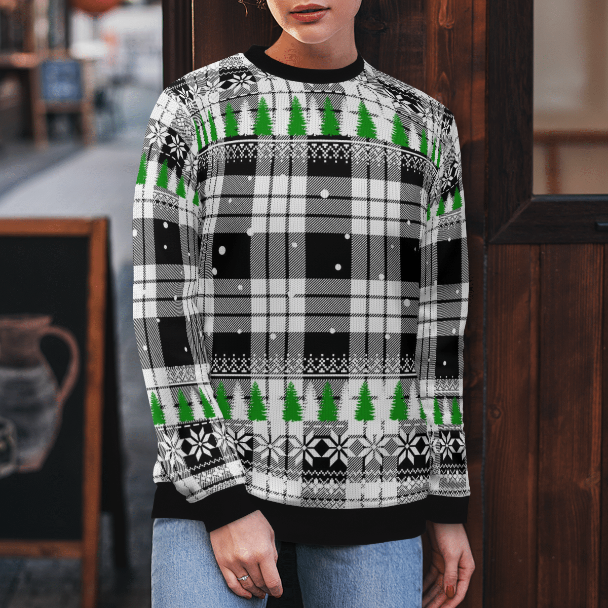 Clan MacFarlane Black & White Tartan Christmas Ugly Sweater UZ39 MacFarlane Black & White Tartan Tartan Ugly Sweater   