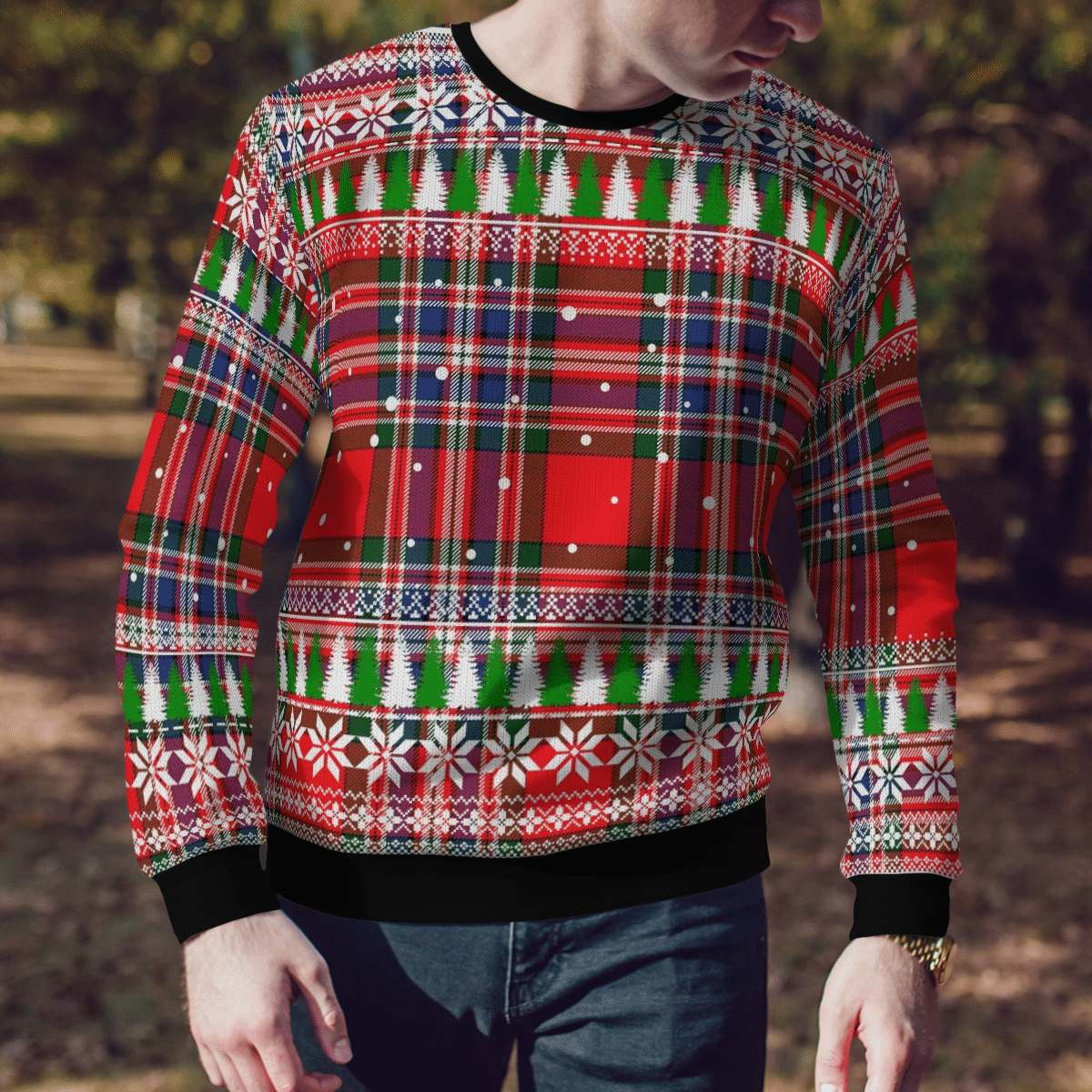 Clan MacFarlane Modern Tartan Christmas Ugly Sweater BB64 MacFarlane Modern Tartan Tartan Ugly Sweater   