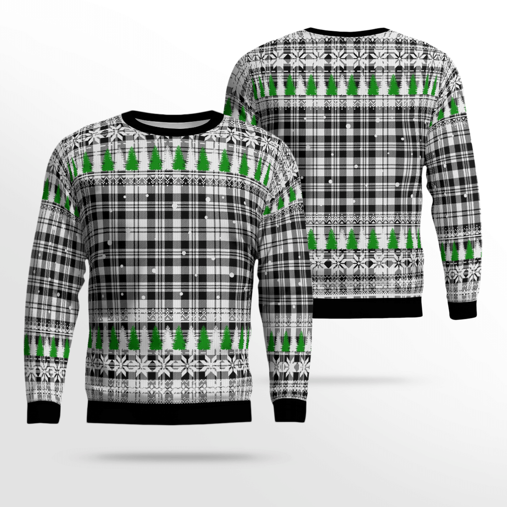 Clan Scott Black & White Modern Tartan Christmas Ugly Sweater OM41 Scott Black & White Modern Tartan Tartan Ugly Sweater   