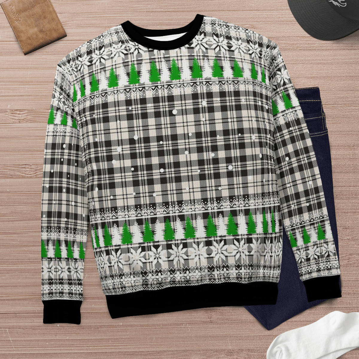 Clan Scott Black & White Ancient Tartan Christmas Ugly Sweater ME48 Scott Black & White Ancient Tartan Tartan Ugly Sweater   