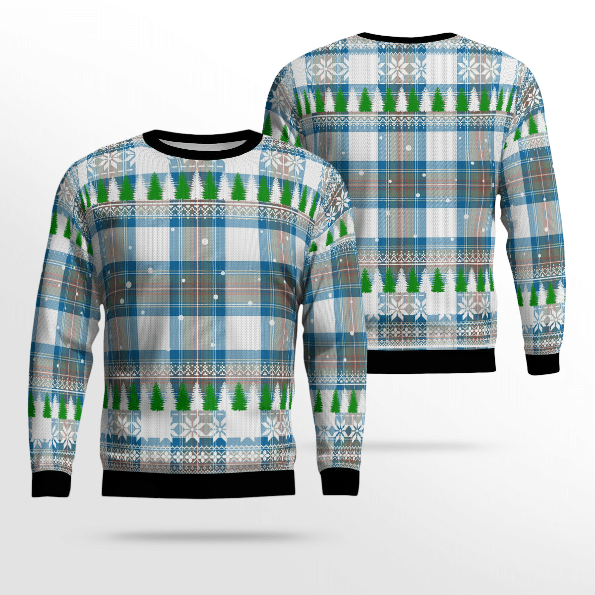 Clan Stewart Muted Blue Tartan Christmas Ugly Sweater AC75 Stewart Muted Blue Tartan Tartan Ugly Sweater   
