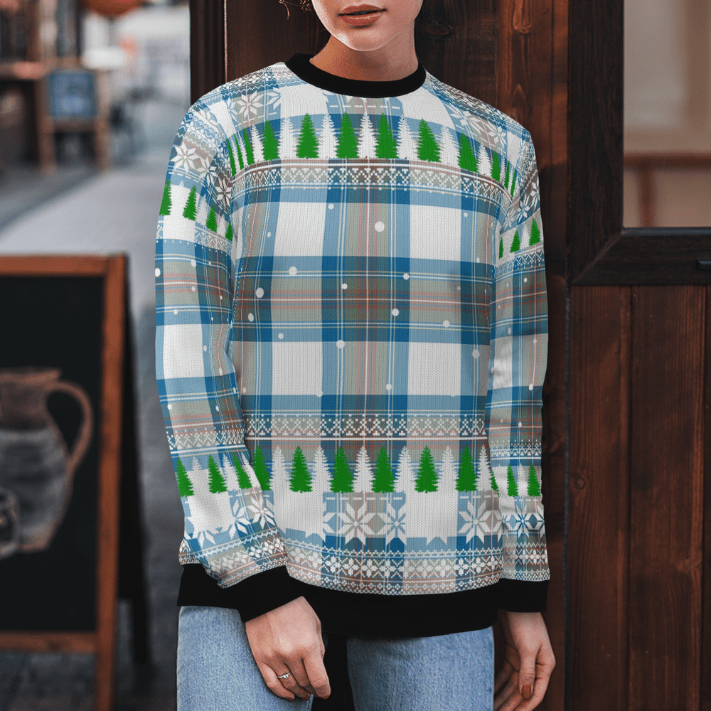 Clan Stewart Muted Blue Tartan Christmas Ugly Sweater AC75 Stewart Muted Blue Tartan Tartan Ugly Sweater   