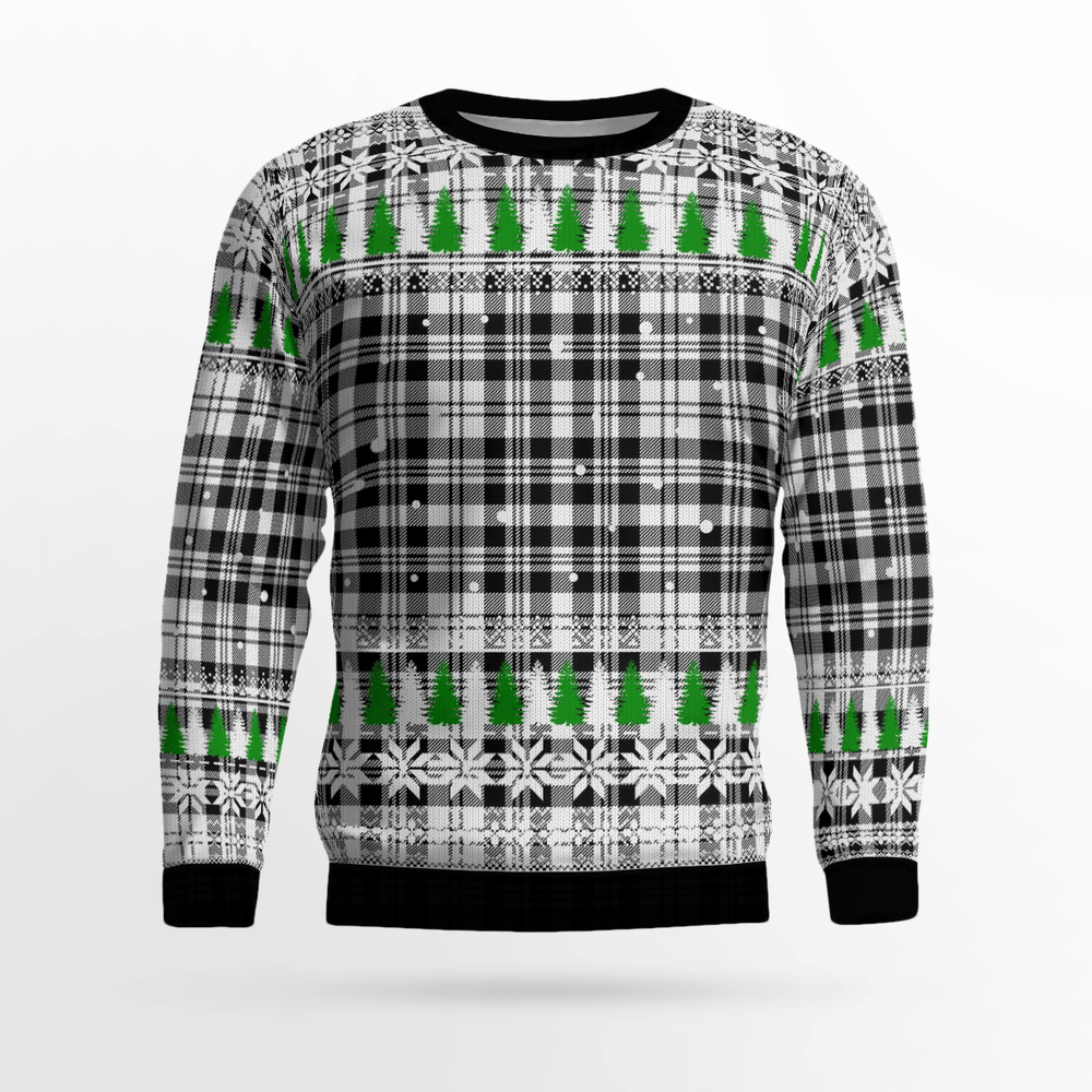 Clan Scott Black & White Modern Tartan Christmas Ugly Sweater OM41 Scott Black & White Modern Tartan Tartan Ugly Sweater   
