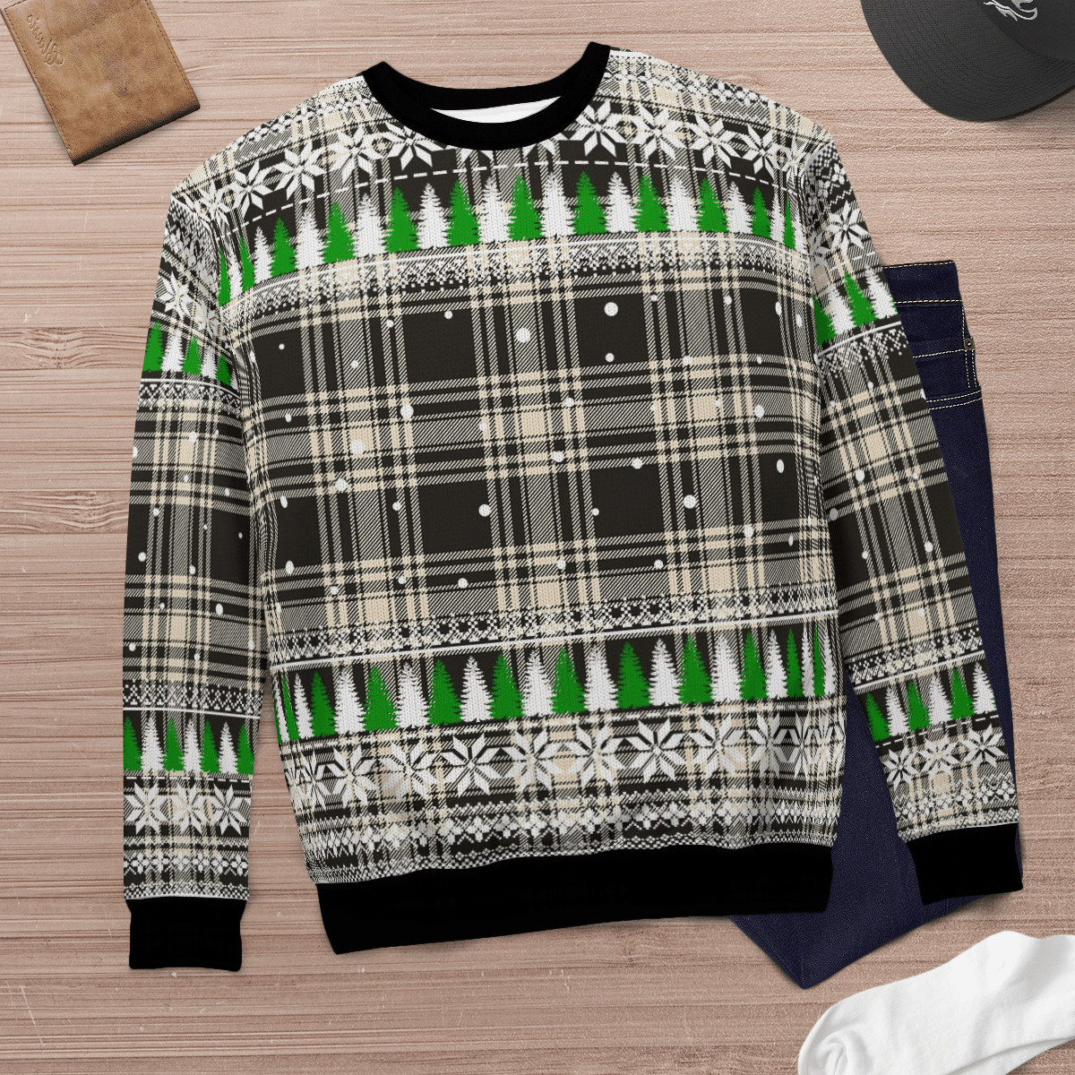 Clan Menzies Black & White Ancient Tartan Christmas Ugly Sweater DH18 Menzies Black & White Ancient Tartan Tartan Ugly Sweater   