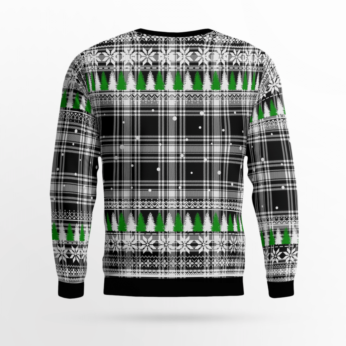 Clan Menzies Black & White Modern Tartan Christmas Ugly Sweater PN26 Menzies Black & White Modern Tartan Tartan Ugly Sweater   