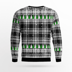 Clan Menzies Black & White Modern Tartan Christmas Ugly Sweater PN26 Menzies Black & White Modern Tartan Tartan Ugly Sweater   