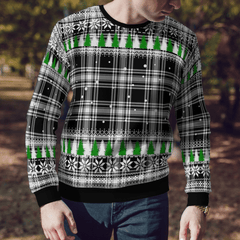 Clan Menzies Black & White Modern Tartan Christmas Ugly Sweater PN26 Menzies Black & White Modern Tartan Tartan Ugly Sweater   