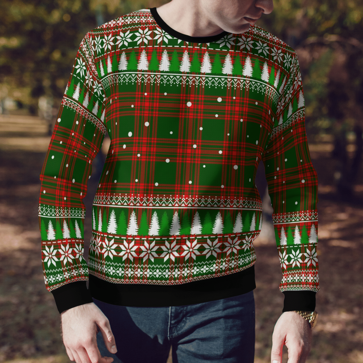 Clan Menzies Green Modern Tartan Christmas Ugly Sweater YL30 Menzies Green Modern Tartan Tartan Ugly Sweater   