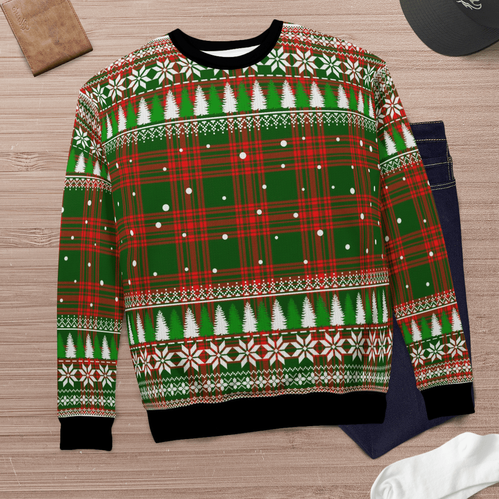Clan Menzies Green Modern Tartan Christmas Ugly Sweater YL30 Menzies Green Modern Tartan Tartan Ugly Sweater   