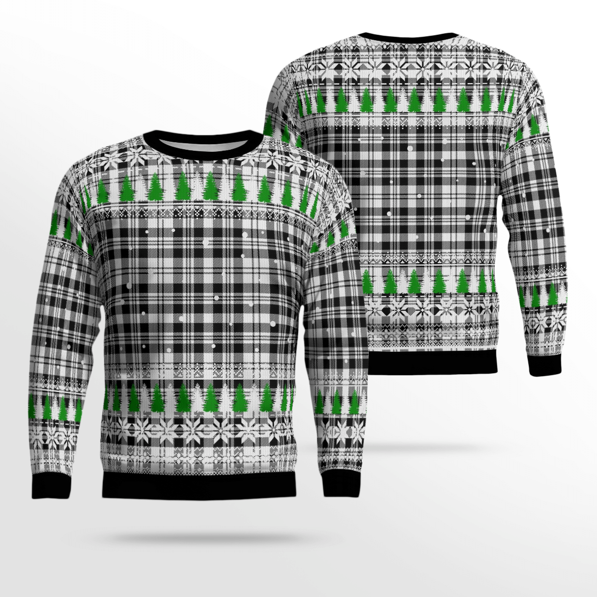 Clan Scott Black & White Modern Tartan Christmas Ugly Sweater HP54 Scott Black & White Modern Tartan Tartan Ugly Sweater   